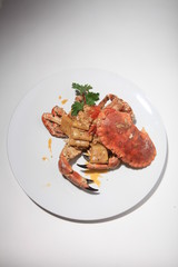 Paccheri with creamy crab sauce, Italian food style