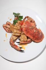 Paccheri with creamy crab sauce, Italian food style