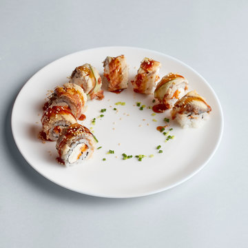 California sushi rolls on plate