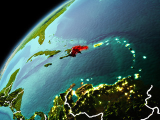 Evening view of Dominican Republic on Earth