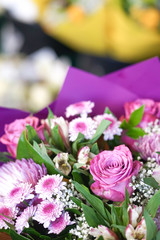 Purple rose. A flower bouquet in violet tone. Soft focus on the rose. For special occasions like Valentines or wedding anniversary surprise.