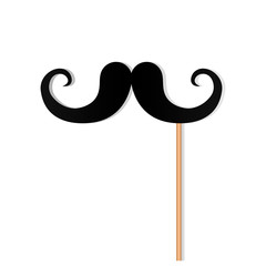 Black mustache on a stick. icon of a masquerade decor in a cartoon style. vector Illustration isolated on white background