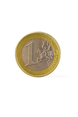 One euro coin on white
