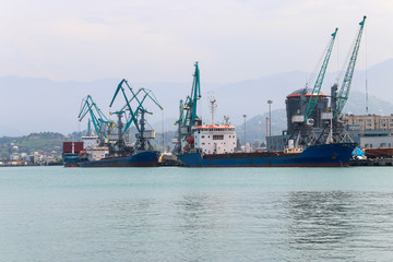 Cargo port on Black Sea in Batumi, Georgia