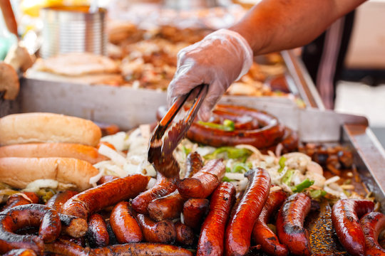 Italia Sausages Cooking at a Local Festival