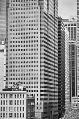 Fototapeta na wymiar Black and white picture of New York City modern architecture, USA.