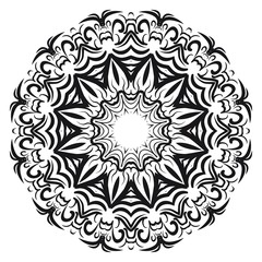 Vector hand drawn floral color mandala design. For fashion, surface design. Red, purple, gold color.