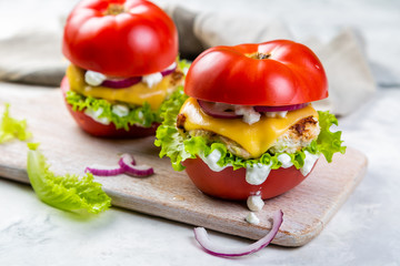 Low carb burger option - tomato burger