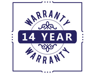 14 year warranty icon vintage rubber stamp guarantee