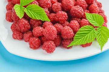 Red raspberries. Concept Organic Food Healthy Eating.