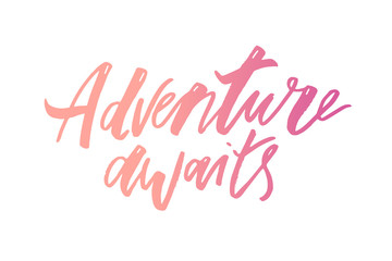 Lettering with phrase Adventure. Vector illustration. gradient