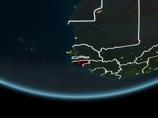 Guinea-Bissau on Earth from space at night