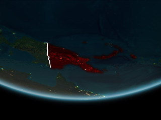 Papua New Guinea on Earth from space at night