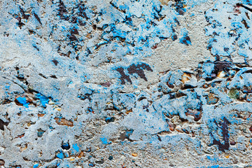 old concrete grunge background cement wall paint stones blue texture pebbles colored gray yellow