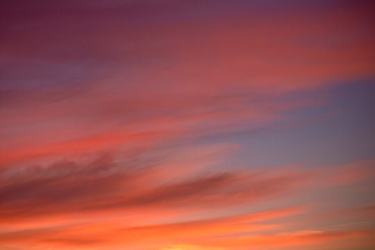 Fototapeta Bright crimson sunset on a summer evening, colorful natural background