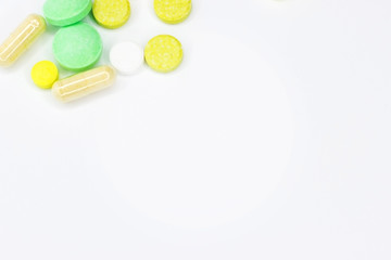 Pills close-up on a light background