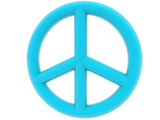Peace symbol in blue on white