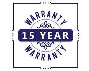 15 year warranty icon vintage rubber stamp guarantee