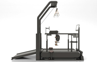 Attrezzatura per riabilitazione e fisioterapia ginocchio, illustrazione 3d