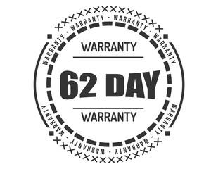 62 day warranty icon vintage rubber stamp guarantee