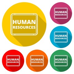 Human resources icon, color icon with long shadow