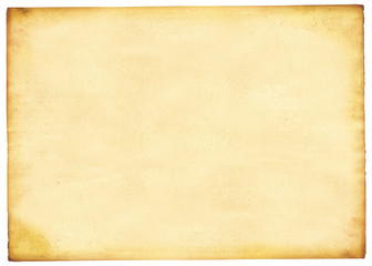 Sheet of old paper or parchment isolated over white