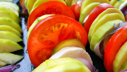 Cut vegetables cooked for baking
