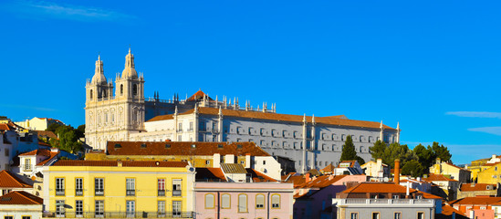 Fototapeta na wymiar Beautiful view of old city from Alfama. Lisbon, Portugal.