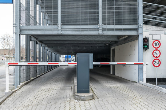 Barrier on departure from a garage