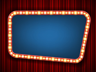 Creative vector illustration of retro light bulb frame set isolated on transparent background. Art design shiny banner decoration curtains. Abstract concept graphic theatre billboard element © happyvector071