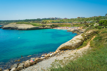 view of sardinian beach in sunny day of summer