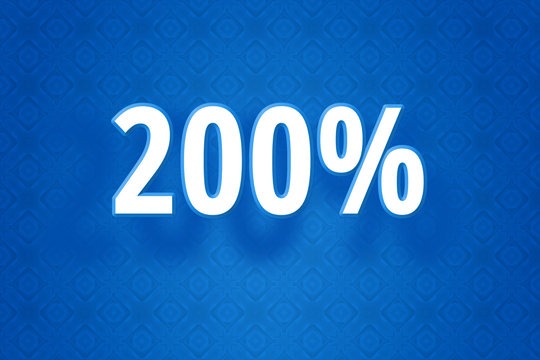 Technologie Design Illustration mit zweihundert Prozent - 200% Zahl auf blauem Hintergrund