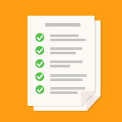 Obraz premium Documents icon. Stack of paper sheets. Confirmed or approved document. Flat illustration isolated on color background.