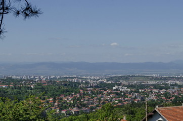 Cityscape of bulgarian capital city Sofia from the top of Vitosha mountain near by Knyazhevo, Sofia, Bulgaria, Europe 