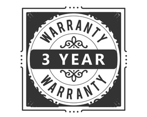 3 year warranty icon vintage rubber stamp guarantee