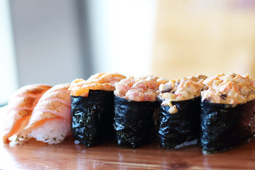 sushi is a dish of Japanese national cuisine