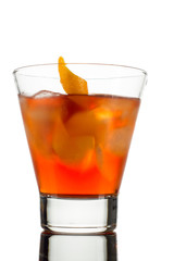Alcohol cocktail Negroni isolated on white background