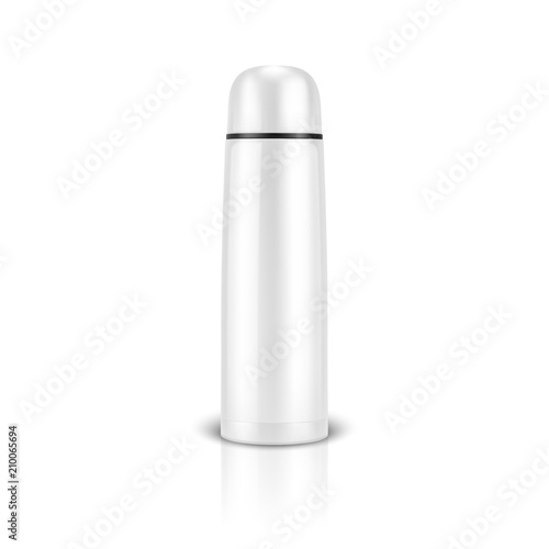 Download Vector Realistic 3d Wgite Empty Glossy Metal Vacuum Thermo Tumbler Flask Closeup Isolated On White Background Design Template Of Packaging Mockup For Graphics Front View Wall Mural Gomolach