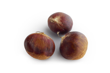 fresh chestnuts isolated on white background
