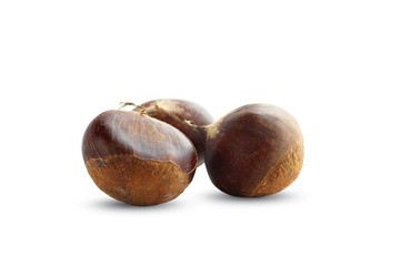 fresh chestnuts isolated on white background