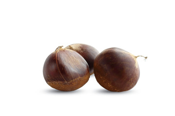 fresh chestnuts isolated on white background
