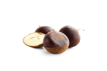 fresh chestnuts isolated on white background
