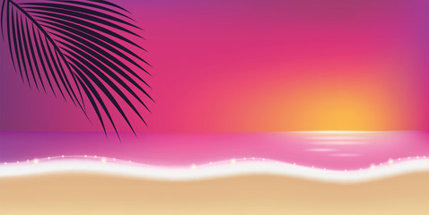 Fototapeta na wymiar romantischer rosa sonnenuntergang am strand