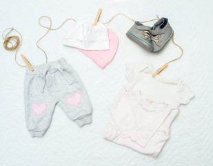 set of clothes for a newborn baby.