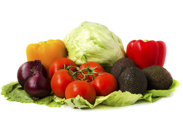 vegetables on a white background