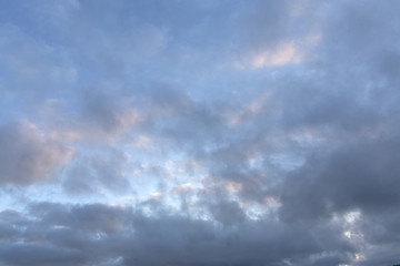 Naklejka na ściany i meble Evening sky, clouds. The texture of the sky. Cloudy sunset sky texture. clouds and blue sky..