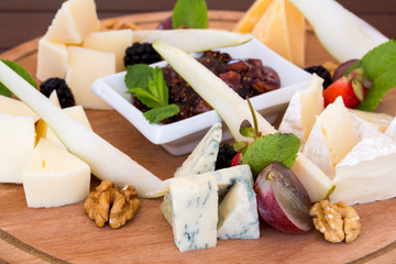 cheese plate. cheese assortment