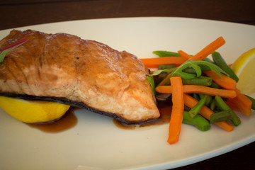 salmon with teriyaki sauce. baked salmon