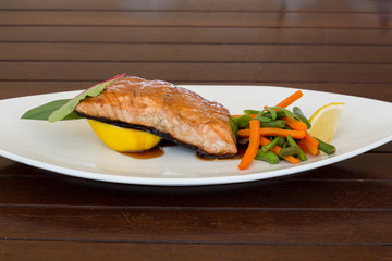 salmon with teriyaki sauce. baked salmon