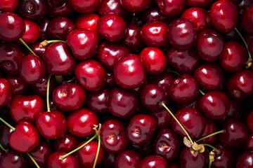 Ripe juicy cherry close-up. Without background, texture